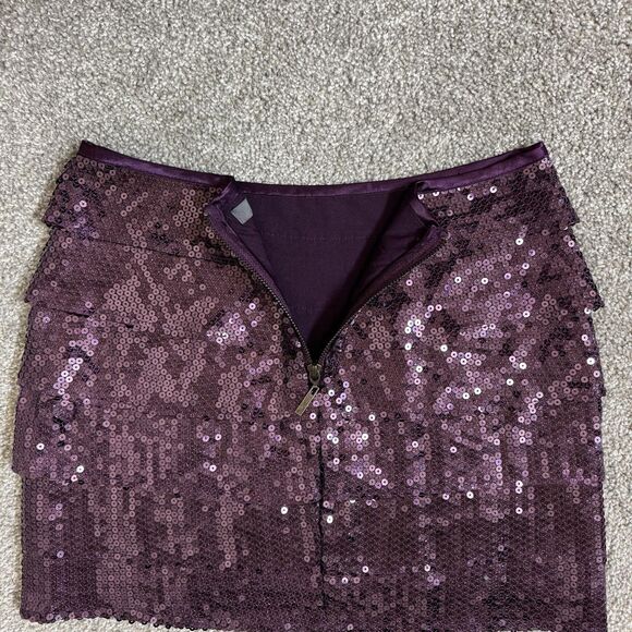 Forever 21 Skirt Womens Small Purple Sequin Tiered Mini Party Clubwear - Picture 4 of 10